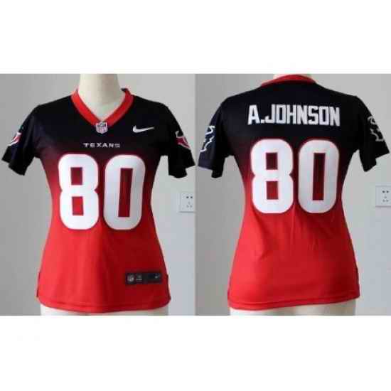 Women Nike Houston Texans 80 Andre Johnson Blue Red Elite Drift Fashion II NFL Jerseys